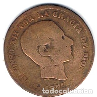 Monedas de Espa&ntilde;a: 5 C&Eacute;NTIMOS ALFONSO XII 1877 - Foto 1