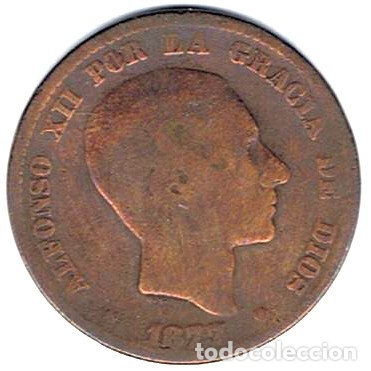 Monedas de Espa&ntilde;a: 10 C&Eacute;NTIMOS ALFONSO XII 1877. - Foto 1