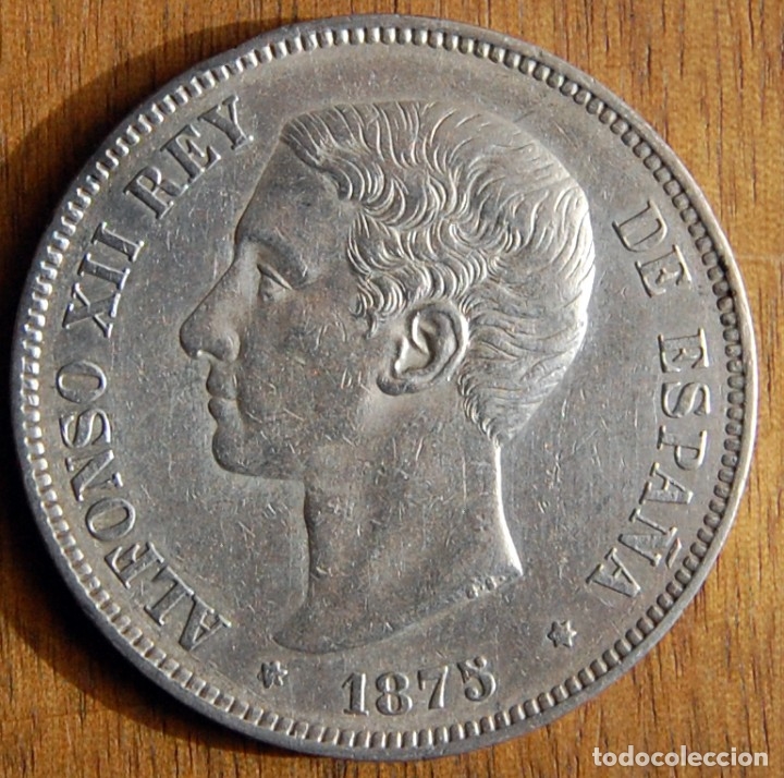 Monedas de Espa&ntilde;a: Espa&ntilde;a. Afonso XII. 5 pts. 1875. (*18-75). DE M. EBC - Foto 1