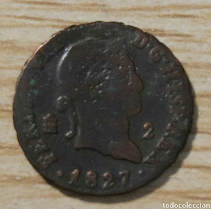 Monedas de Espa&ntilde;a: 2 maraved&iacute;s Fernando VII 1827 - Foto 1