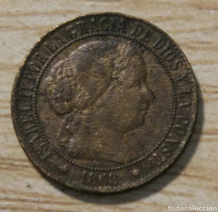 Monedas de Espa&ntilde;a: 1 c&eacute;ntimo de escudo Isabel II 1868 Sevilla - Foto 1