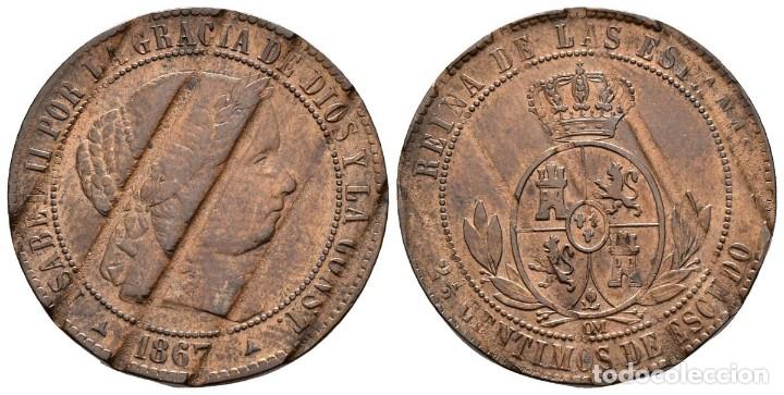 Coins of Spain: *** MUY BONITOS 2 1/2 C&Eacute;NTIMOS DE ESCUDO. 1867. JUBIA OM. DESMONETIZADA. CAL-644 ***