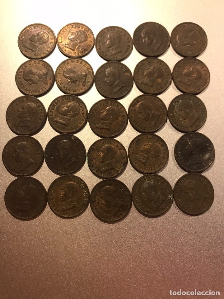 Monedas de Espa&ntilde;a: Lote 25 monedas 1 c&eacute;ntimo Alfonso XIII - Foto 1