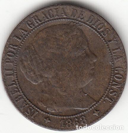 Monedas de Espa&ntilde;a: ISABEL II: 1 CENTIMO ESCUDO 1868 OM JUBIA - Foto 1
