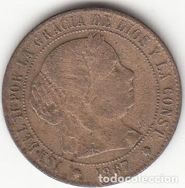 Monedas de Espa&ntilde;a: ISABEL II: 1/2 CENTIMO ESCUDO 1867 OM BARCELONA - Foto 1