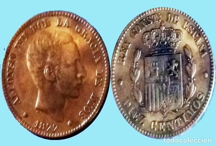 Monedas de España: 10 CENTIMOS ALFONSO XII COBRE 1877 BARCELONA OM. EXCELENTE BUENA CONSERVACION. EBC. Catº. 150 € - Foto 1 - 191002093
