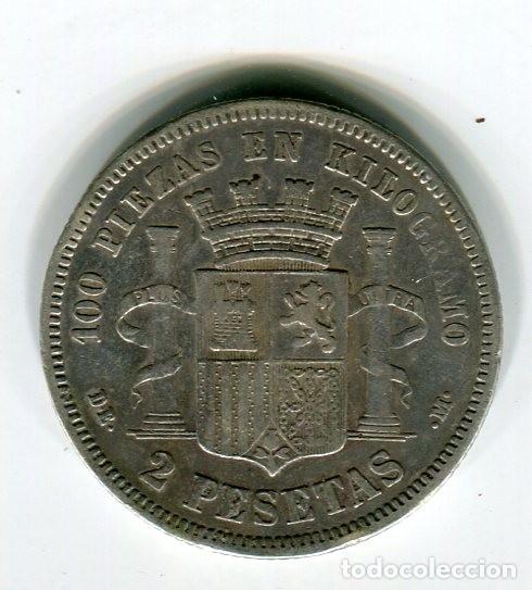 Monedas de España: DOS (2) PESETAS GOBIERNO PROVISIONAL 1870 *18 *74 (BUEN EJEMPLAR) - Foto 2 - 52007168