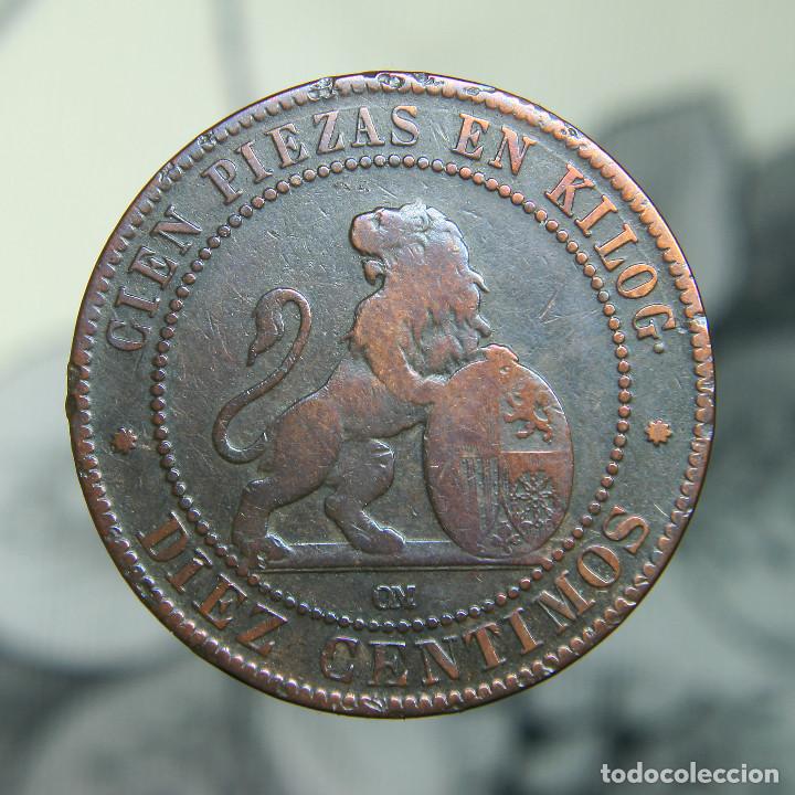 Coins of Spain: 10 c&eacute;ntimos del Gobierno Provisional de 1870.