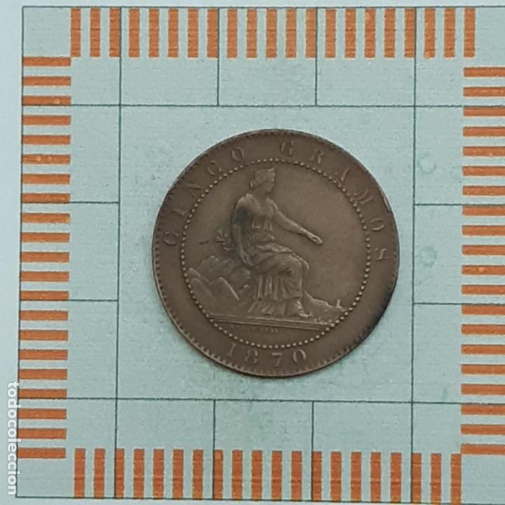 Monedas de Espa&ntilde;a: 5 C&Eacute;NTIMOS, GOBIERNO PROVISIONAL. BARCELONA, 1870 - Foto 1