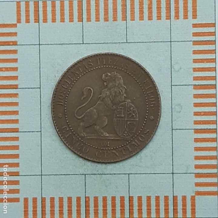Monedas de Espa&ntilde;a: 5 C&Eacute;NTIMOS, GOBIERNO PROVISIONAL. BARCELONA, 1870 - Foto 2