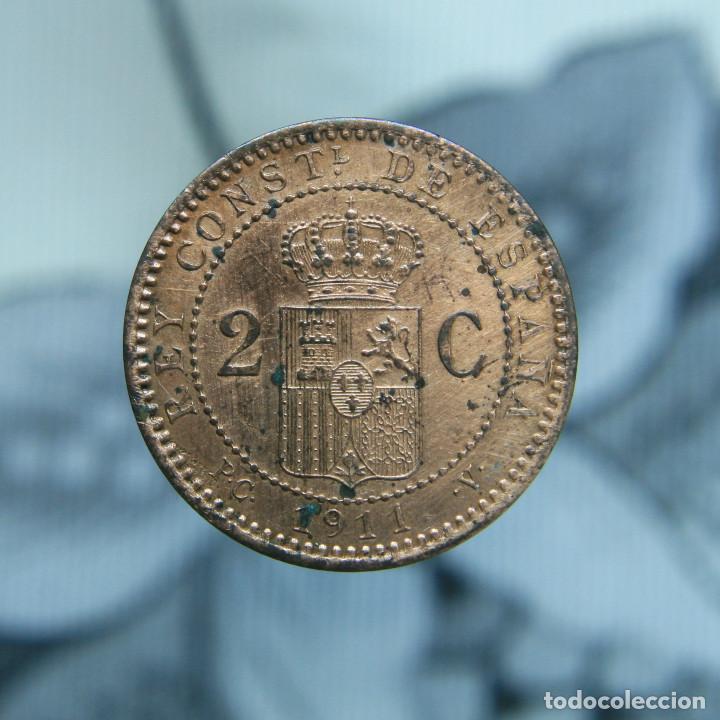 Monedas de Espa&ntilde;a: 2 c&eacute;ntimos de Alfonso XIII,de 1911. - Foto 2