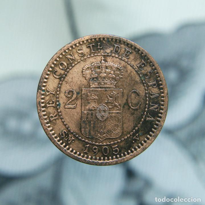 Monedas de Espa&ntilde;a: 2 c&eacute;ntimos de Alfonso XIII,de 1905. - Foto 2