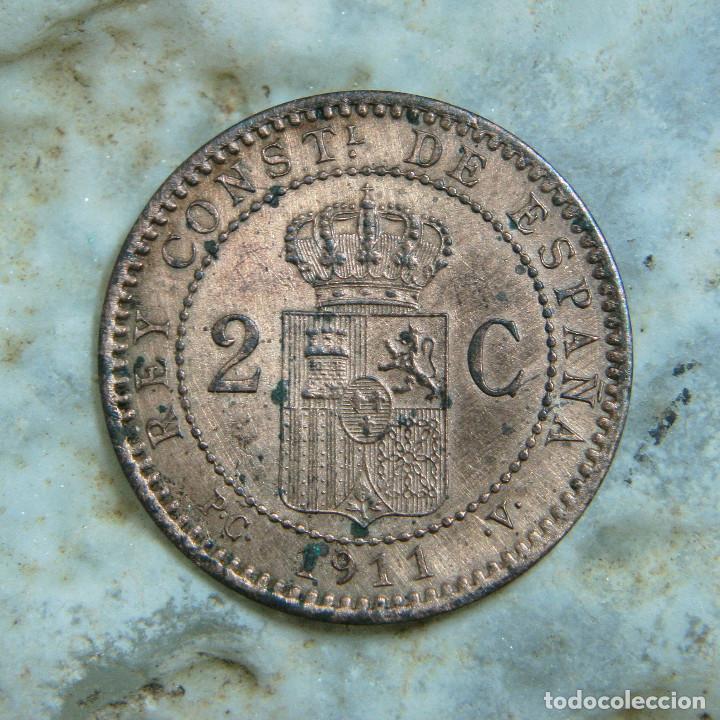 Monedas de Espa&ntilde;a: 2 c&eacute;ntimos de Alfonso XIII,de 1911. - Foto 4