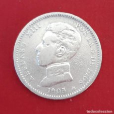 Monedas de España: MONEDA PLATA 1 PESETA 1905 ESCASA ESTRELLAS VISIBLES 19 0 MBC+ ORIGINAL B30