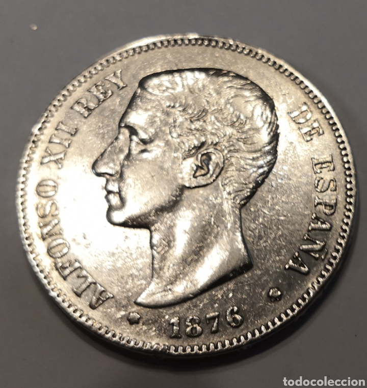 Monedas de Espa&ntilde;a: 5 pesetas ALFONSO XII 1876 DE-M - Foto 3