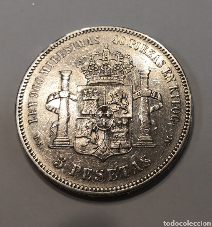 Monedas de Espa&ntilde;a: 5 pesetas ALFONSO XII 1876 DE-M - Foto 4