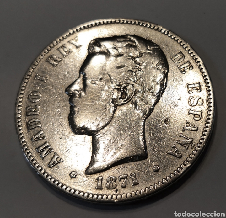 Monedas de Espa&ntilde;a: 5 pesetas AMADEO 1871 DE-M - Foto 3