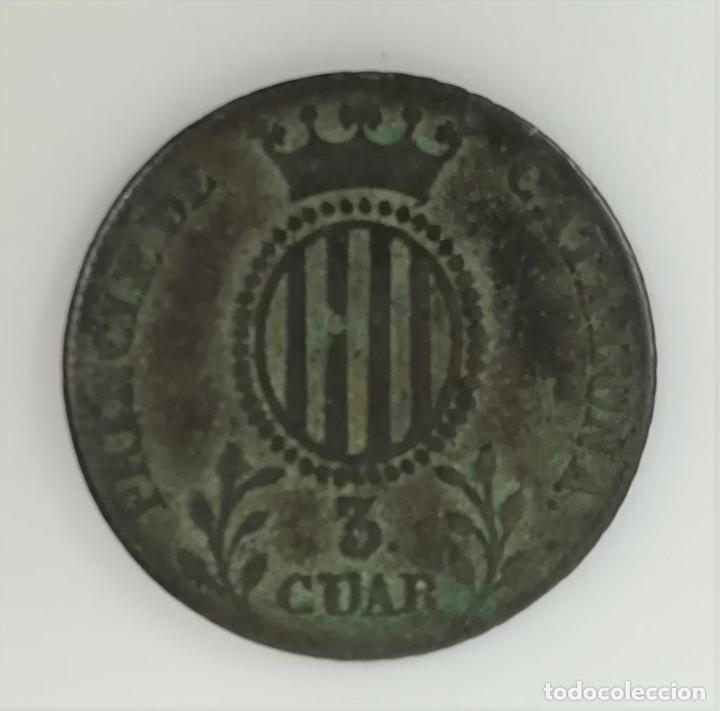 Monedas de Espa&ntilde;a: MONEDA DE 3 CUARTOS ISABEL II. BARCELONA 1838 - Foto 2