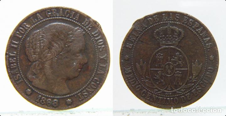 Monedas de Espa&ntilde;a: MONEDA DE ISABEL II 1/2 CENTIMO DE ESCUDO 1868 CECA SEVILLA - Foto 1
