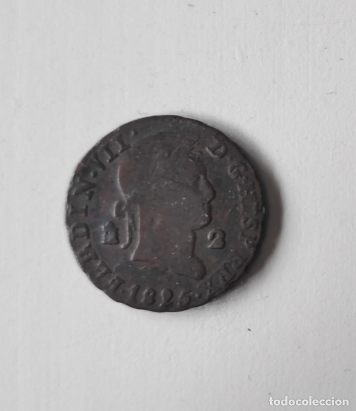 Monedas de Espa&ntilde;a: Moneda de 2 Maraved&iacute;s. Fernando VII. 1825 - Foto 1