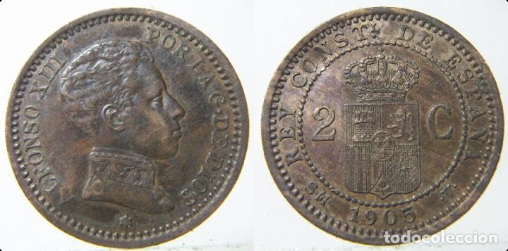 Monedas de Espa&ntilde;a: MONEDA DE ALFONSO XIII 2 CENTIMOS DE 1905 * 05 - Foto 1