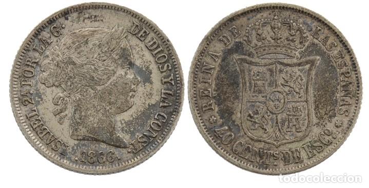 M&uuml;nzen von Spanien: 40 CENTIMOS DE ESCUDO 1866 MADRID