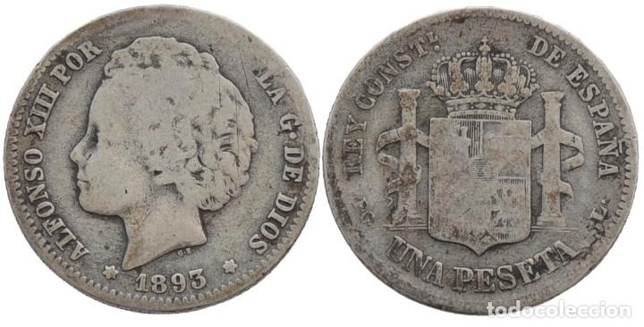 M&uuml;nzen von Spanien: 1 PESETA 1893-PGL
