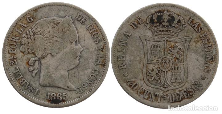 Monedas de Espa&ntilde;a: 40 CENTIMOS DE ESCUDO 1865 SEVILLA - Foto 1