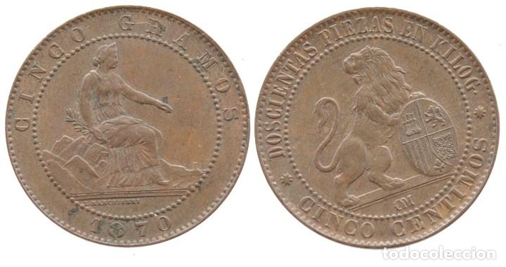 M&uuml;nzen von Spanien: 5 CENTIMOS 1870
