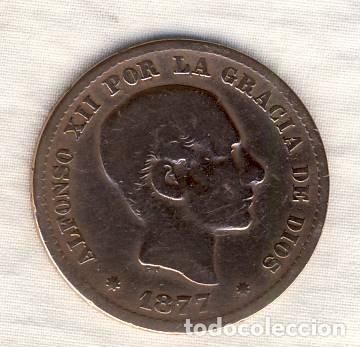 Monedas de Espa&ntilde;a: 5 C&Eacute;NTIMOS DE ALFONSO XII.- 1877.- (2) - Foto 1
