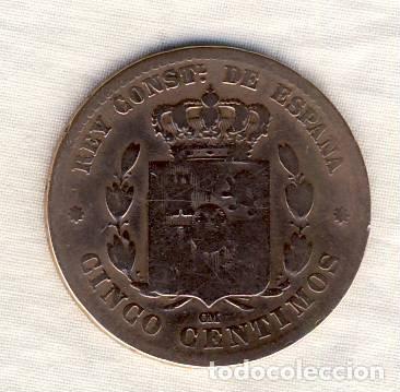 Monedas de Espa&ntilde;a: 5 C&Eacute;NTIMOS DE ALFONSO XII.- 1877.- (2) - Foto 2
