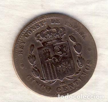 Monedas de Espa&ntilde;a: 5 C&Eacute;NTIMOS DE ALFONSO XII.- 1877.- (3) - Foto 2