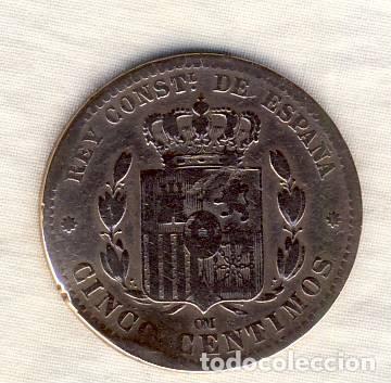 Monedas de Espa&ntilde;a: 5 C&Eacute;NTIMOS DE ALFONSO XII.- 1878.- (3) - Foto 2