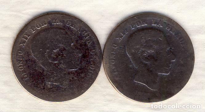 Monedas de Espa&ntilde;a: 5 C&Eacute;NTIMOS DE ALFONSO XII.- DOS MONEDAS.- - Foto 1