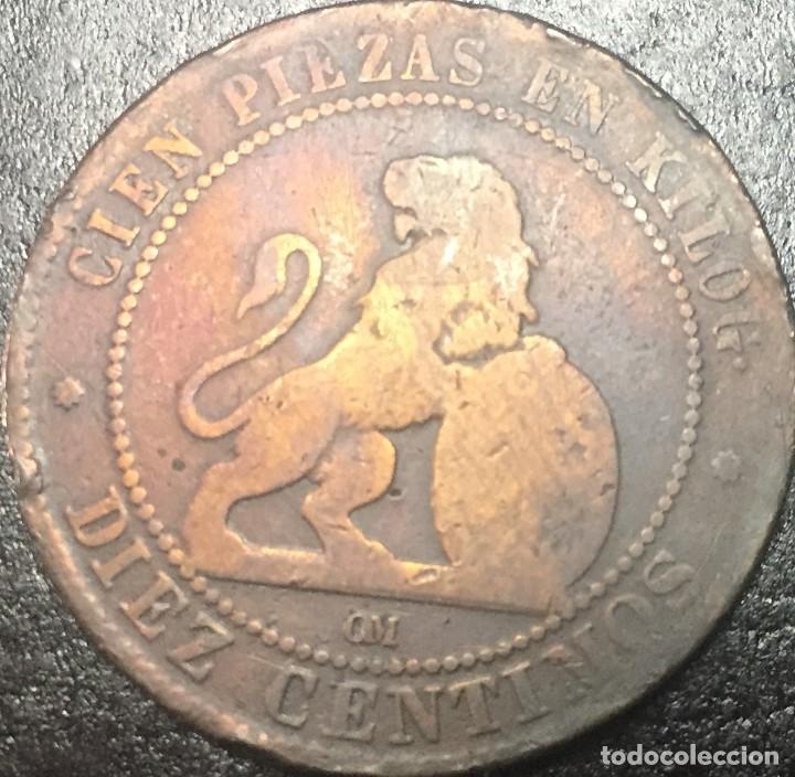 Monedas de Espa&ntilde;a: 10 CENTIMOS GOBIERNO PROVISIONAL 1870 - Foto 2