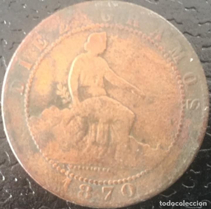 Monedas de Espa&ntilde;a: 10 CENTIMOS GOBIERNO PROVISIONAL 1870 - Foto 1