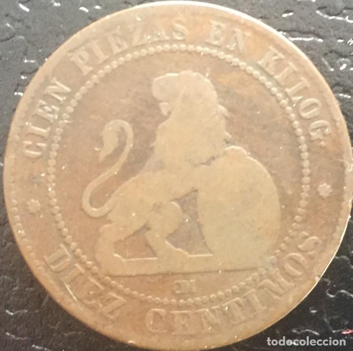 Monedas de Espa&ntilde;a: 10 CENTIMOS GOBIERNO PROVISIONAL 1870 - Foto 2