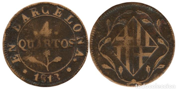 Monedas de Espa&ntilde;a: 4 QUARTOS 1813 BARCELONA - Foto 1
