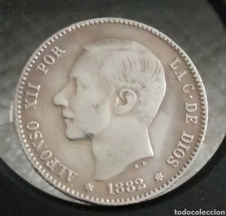 M&uuml;nzen von Spanien: Peseta 1882 Alfonso XII.... OJO EL BIGOTE