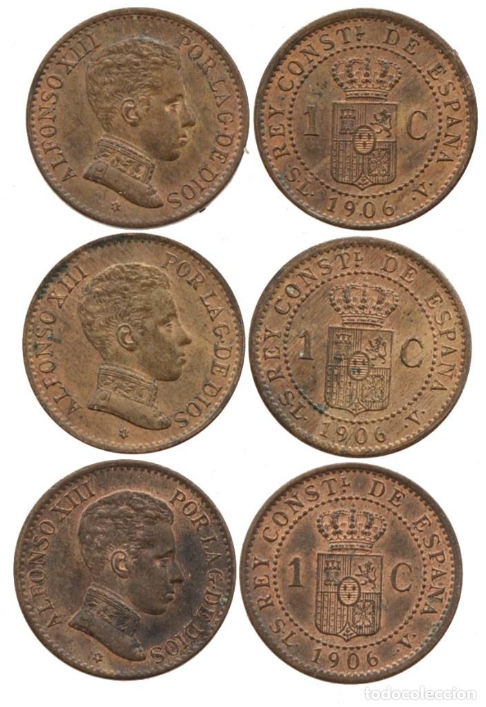 M&uuml;nzen von Spanien: 1 CENTIMO 1906-SLV (TRES MONEDAS)