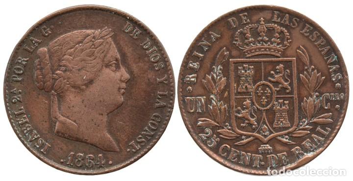 M&uuml;nzen von Spanien: 25 CENTIMOS DE REAL 1864 SEGOVIA