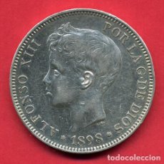 Monedas de España: MONEDA 5 PESETAS ALFONSO XIII DURO DE PLATA 1898 EBC ESTRELLAS VISIBLES 18 98 ORIGINAL D2757. Lote 199105401