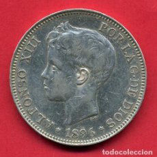 Monedas de España: MONEDA 5 PESETAS ALFONSO XIII DURO DE PLATA 1896 MBC++ ESTRELLAS VISIBLES 18 96 ORIGINAL D2759. Lote 199105763
