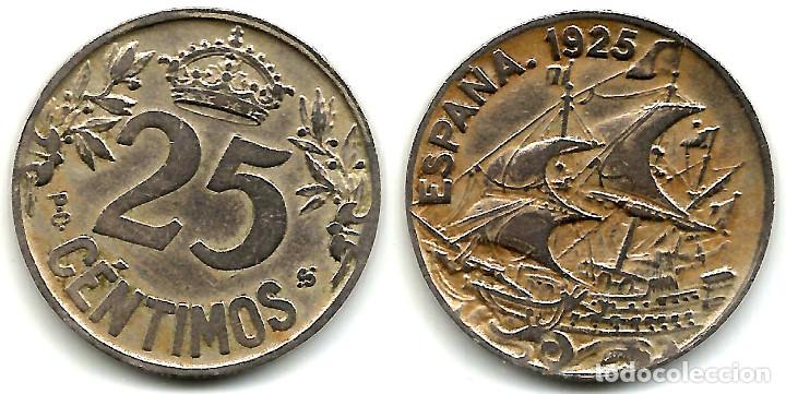 Monedas de Espa&ntilde;a: ESPA&Ntilde;A. 1925. 25 C&Eacute;NTIMOS (MBC) - Foto 1