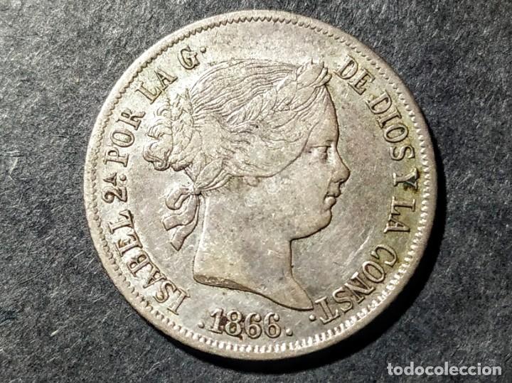 Monedas de Espa&ntilde;a: 40 c&eacute;ntimos de escudo - Isabel II 1866 MBC - Foto 1