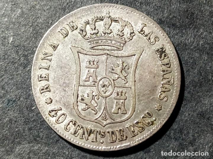 Monedas de Espa&ntilde;a: 40 c&eacute;ntimos de escudo - Isabel II 1866 MBC - Foto 2