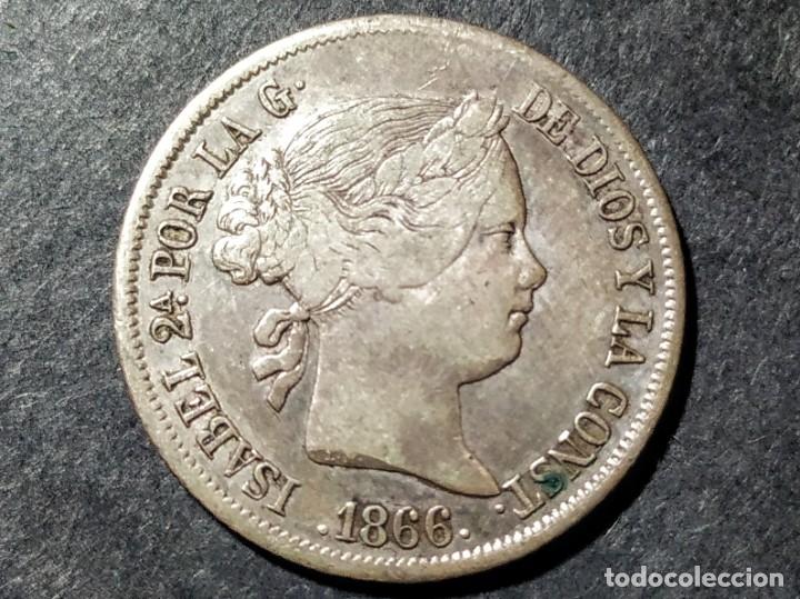 Monedas de Espa&ntilde;a: 40 c&eacute;ntimos de escudo - Isabel II 1866 - Foto 1