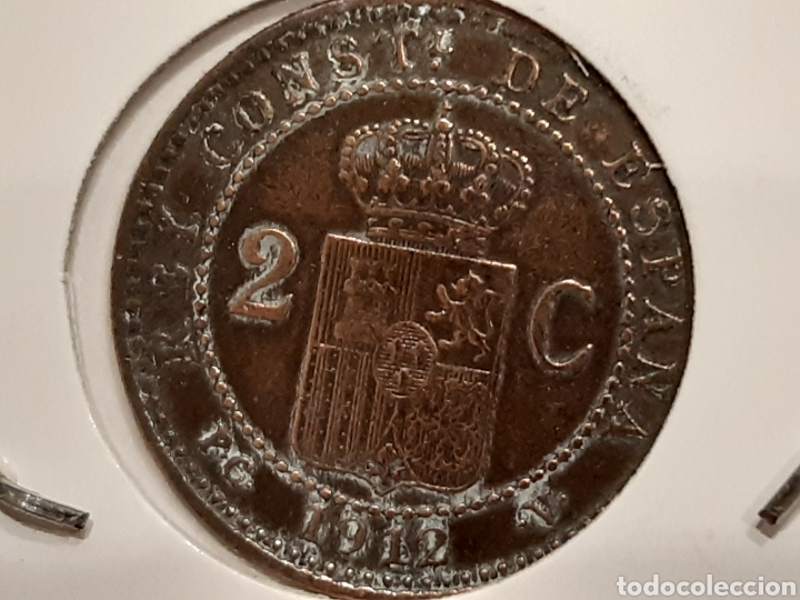Monedas de Espa&ntilde;a: 2 CMS ALFONSO XIII 1912 * 12 PC-V COBRE - Foto 2