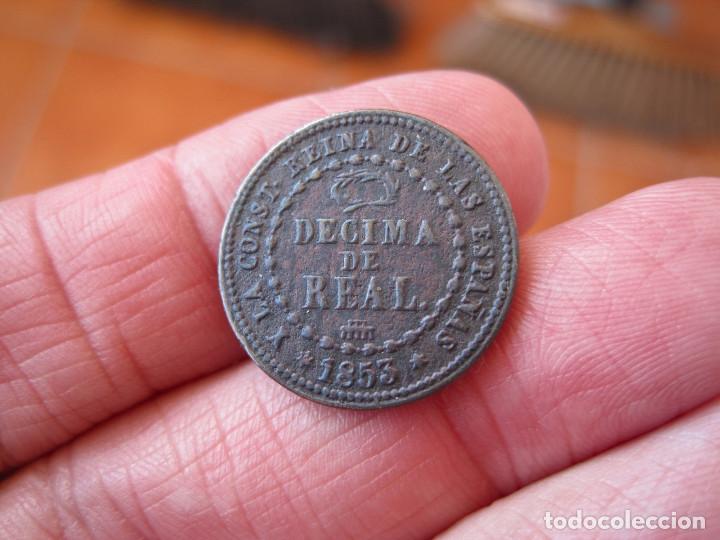 Monedas de Espa&ntilde;a: Moneda, Decima de real 1853, ceca Segovia, Isabel II - Foto 3