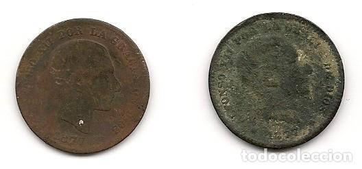 Monedas de Espa&ntilde;a: Alfonso XII 5 c&eacute;ntimos (1877) 2 piezas - Foto 1